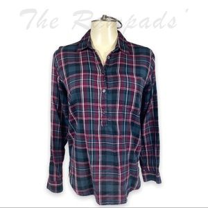 GAP Roll Sleeve Plaid Long-sleeve T-shirt Size Small